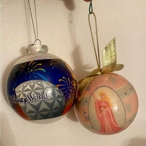 Disney World Blue and Pink Holiday Ornaments